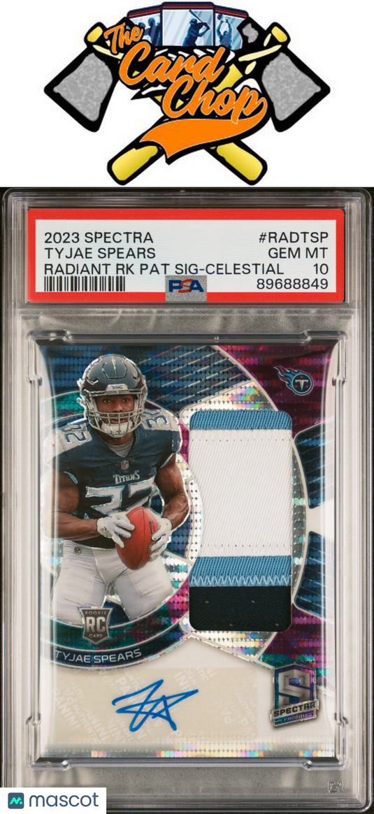 2023 Panini Spectra Radiant Rookie Patch Signatures Tyjae Spears Radiant PSA 10