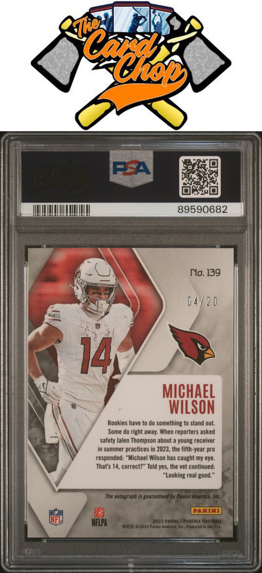 2023 Panini Phoenix #139 Michael Wilson Autograph-/20 Orange PSA 10