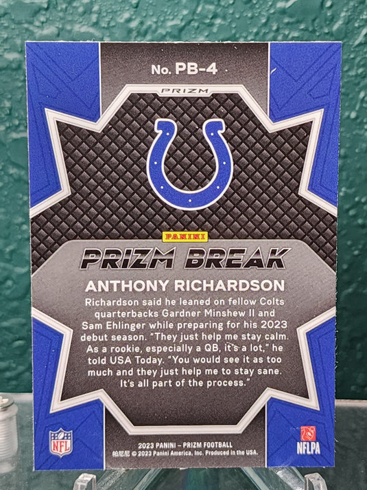 2023 Panini Prizm #PB-4 Anthony Richardson Prizm Break Prizms No Huddle