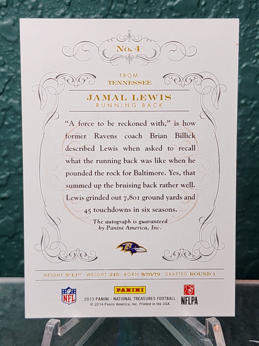 2013 Panini National Treasures #4 Jamal Lewis Century Signatures Black #/10