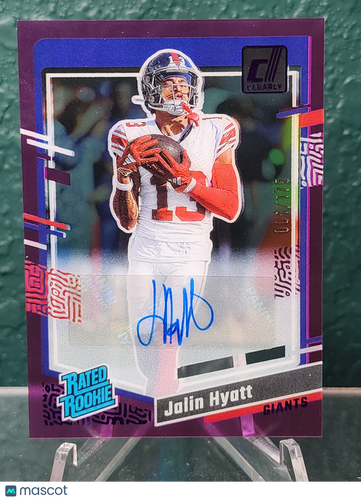 2023 Clearly Donruss #65 Jalin Hyatt Rated Rookie Autographs Purple #/175