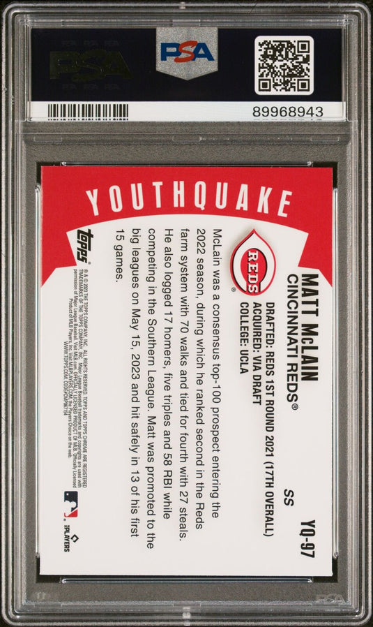 2023 Topps Chrome Youthquake #YQ97 Matt Mclain Update PSA 10