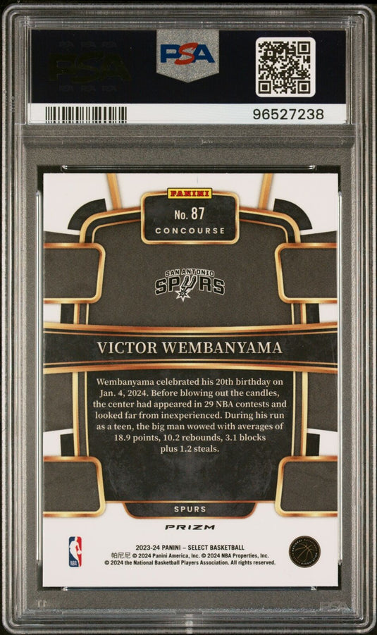 2023 Panini Select #87 Victor Wembanyama Blue Prizm PSA 10