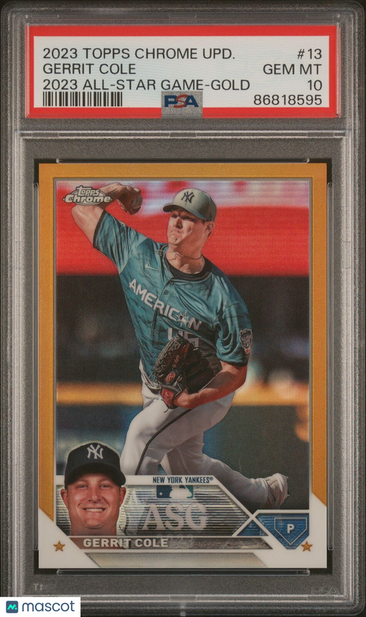 2023 Topps Chrome #13 Gerrit Cole 2023 All-Star Game-Gold /50 PSA 10