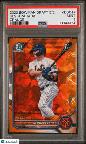 2022 Bowman Draft Chrome Sapphire  #BDC47 Kevin Parada Orange /25 PSA 9