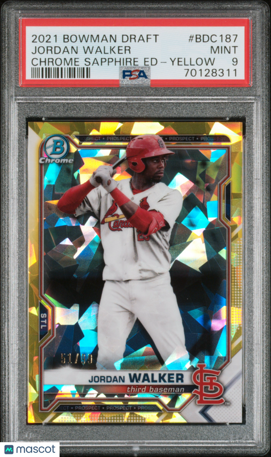 2021 Bowman Draft Chrome Sapphire #BDC187 Jordan Walker /99 PSA 9