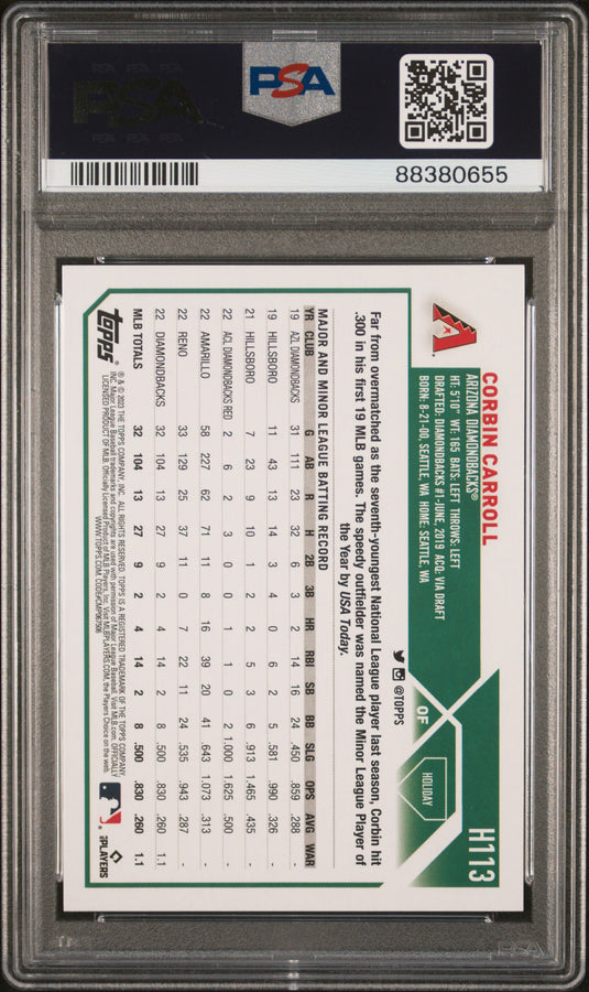 2023 Topps Holiday #H113 Corbin Carroll Metallic PSA 10