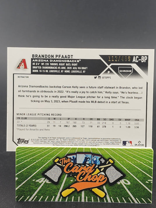 2023 CHROME UPDATE #AC-BP BRANDON PFAADT /499 AUTO