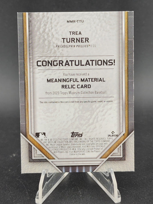 2023 Topps Museum Collection - Meaningful Material #MMR-TTU Trea Turner 01/50