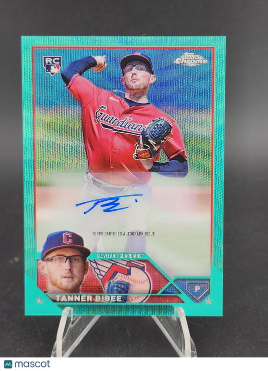 2023 Topps Chrome Update #AC-TB Tanner Bibee Autographs Aqua Wave #/199