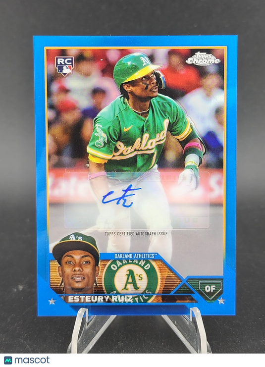 2023 Topps Chrome Update #AC-ER Esteury Ruiz Autographs Blue RayWave #/150