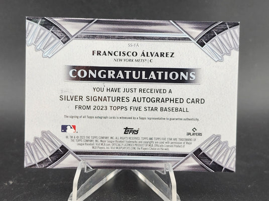 2023 Topps Five Star #SS-FÁ Francisco Álvarez  Silver Signatures Blue #/20