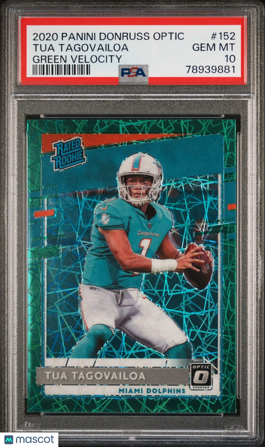 2020 Panini Donruss Optic #152 Tua Tagovailoa Green Velocity PSA 10