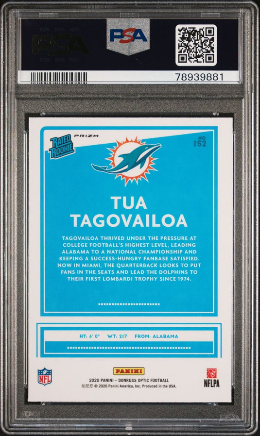 2020 Panini Donruss Optic #152 Tua Tagovailoa Green Velocity PSA 10