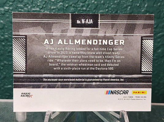 2023 Panini Prime #N-AJA AJ Allmendinger /84 Patch