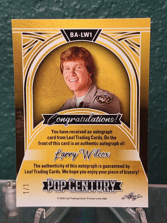 2024 Leaf Pop Century #BA-LW1 Larry Wilcox 1/1 Auto