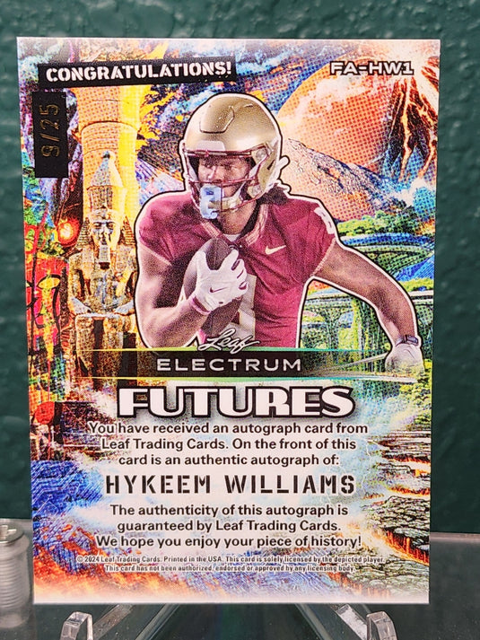 2024 Leaf Electrum #FA-HW1 Hykeem Williams Auto /25