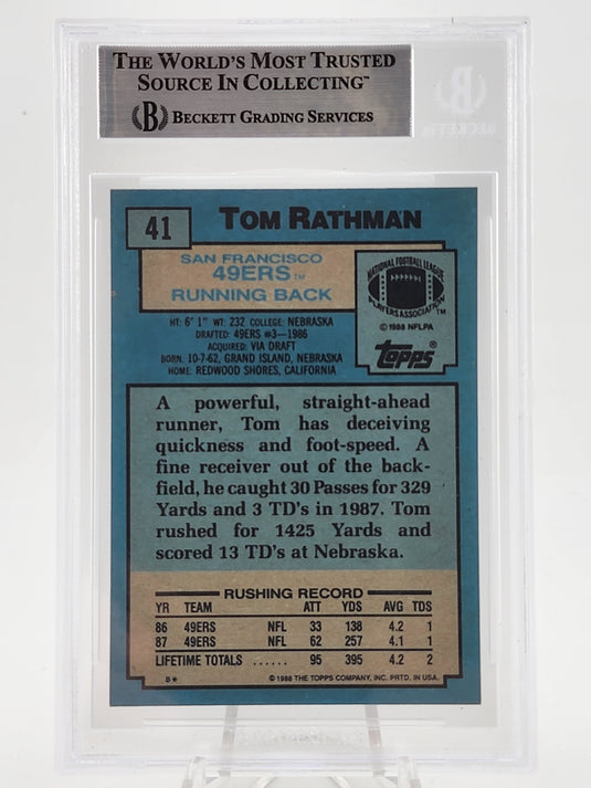 1988 Topps Tom Rathman #41 Rookie BGS Authentic