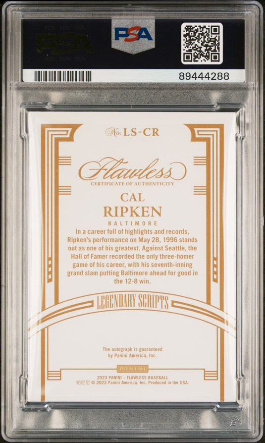 2023 Panini Flawless Legendary Scripts #LSCR Cal Ripken PSA 9 HOF