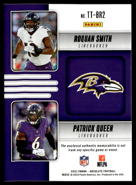 2023 Absolute #TT-BR2 Roquan Smith / Patrick Queen  Holo Silver #/49