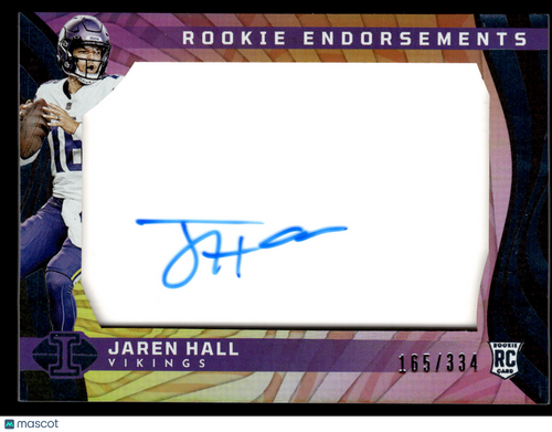 2023 Panini Illusions #RE-JHL Jaren Hall Rookie Endorsements #/334