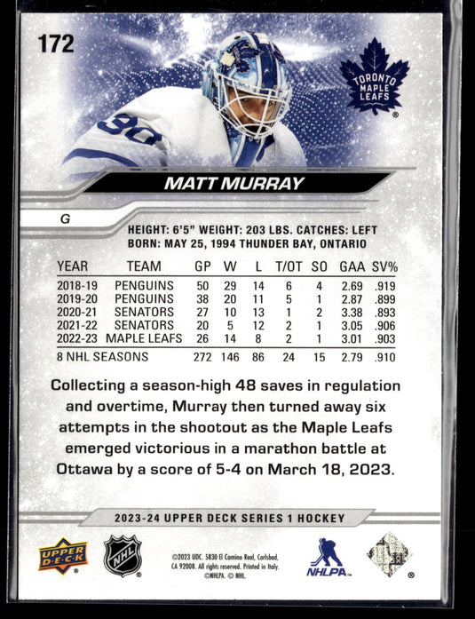 2023-24 Upper Deck #172 Matt Murray /250