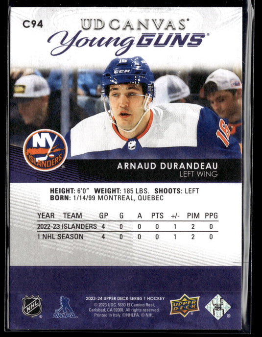 2023-24 Upper Deck #C94 Arnaud Durandeau UD Canvas