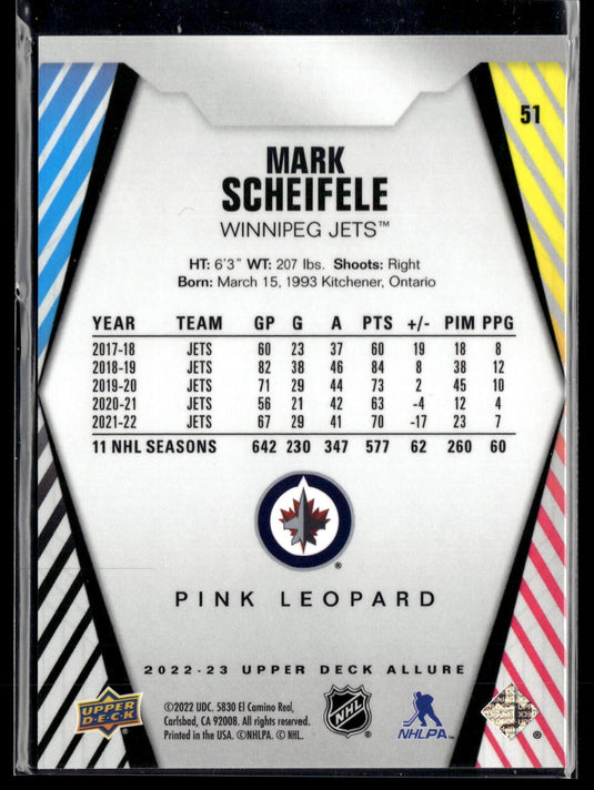 2022-23 Upper Deck Allure #51 Mark Scheifele Pink Leopard