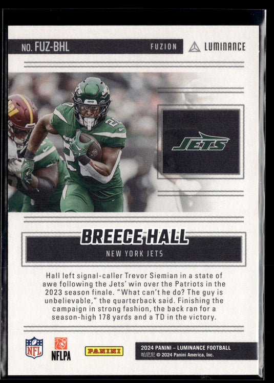 2024 Panini Luminance #FUZ-BHL Breece Hall Fuzion