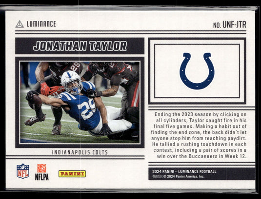 2024 Panini Luminance #UNF-JTR Jonathan Taylor Unforgettable