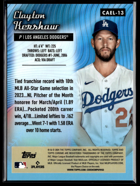 2024 Topps Chrome #CAE-19 Clayton Kershaw Chrome All Etch Logofractor