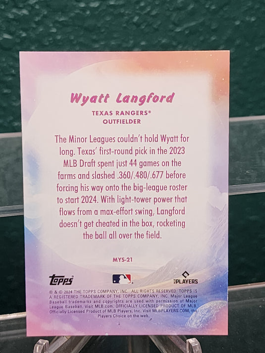 2024 Topps Update #MYS-21 Wyatt Langford Mystical Gold #/75