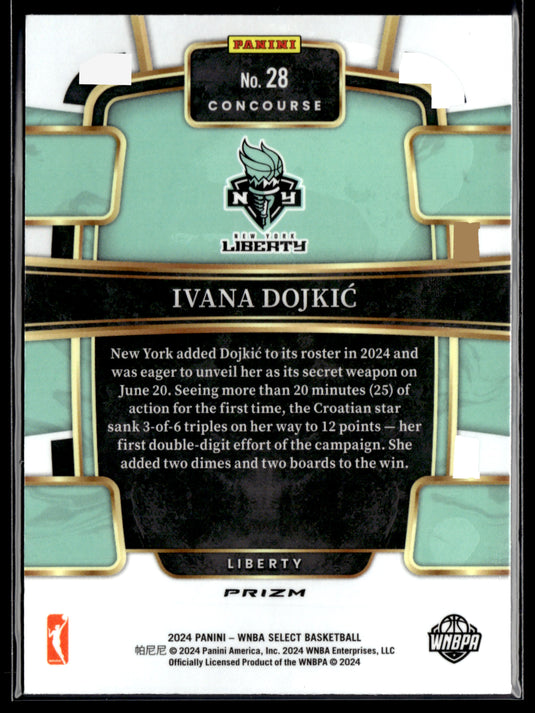 2024 Panini Select WNBA #28 Ivana Dojkic Pink Ice Prizms