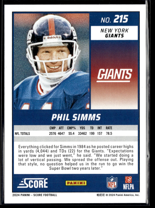 2024 Score #215 Phil Simms Showcase #/100