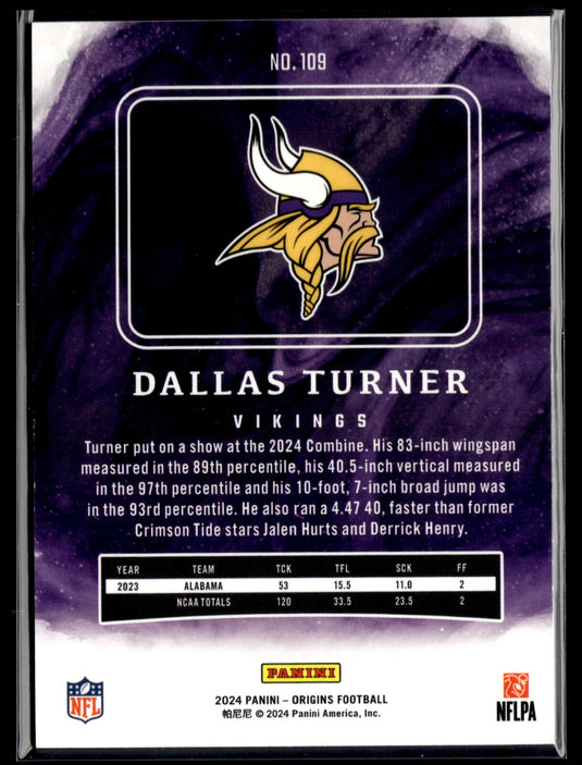 2024 Panini Origins #109 Dallas Turner