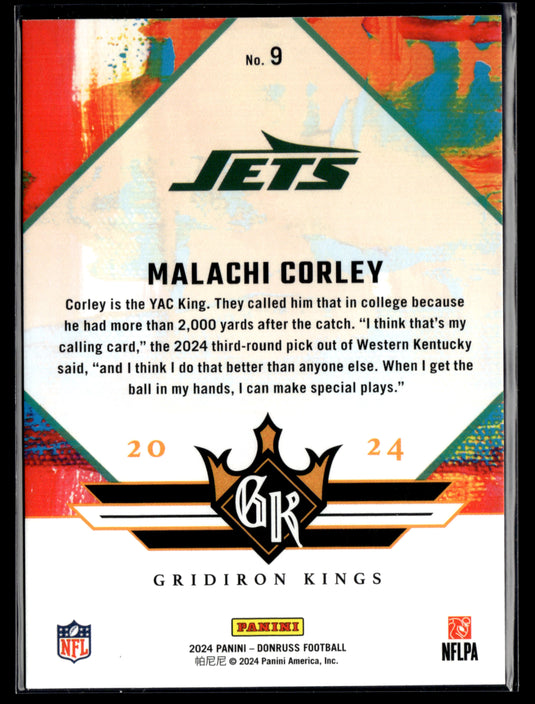 2024 Panini Donruss #9 Malachi Corley Gridiron Kings