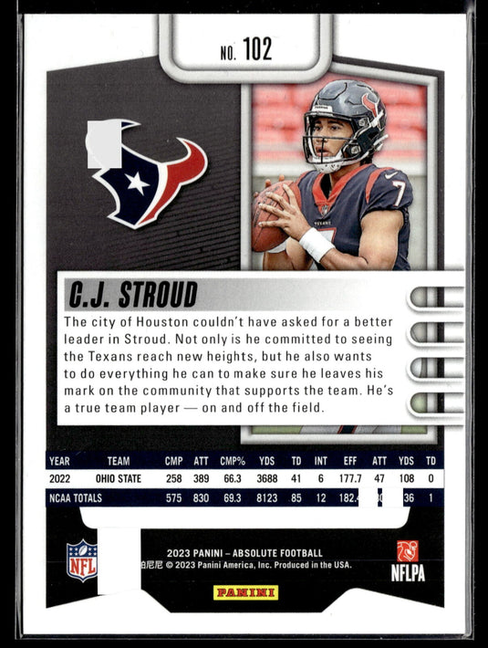 2023 Panini Absolute #102 C.J. Stroud Retail