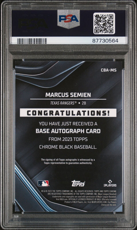 2023 Topps Chrome Black Autographs #MS Marcus Semien PSA 10