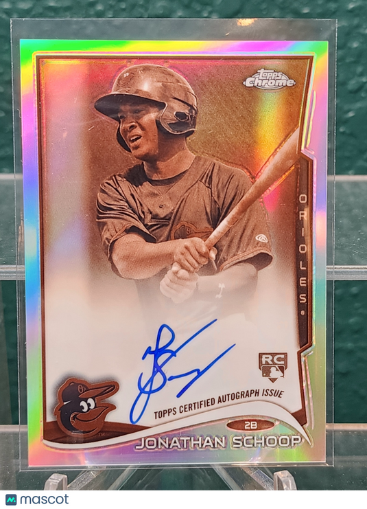 2014 Topps Chrome #33 Jonathan Schoop Rookie Autographs Sepia Refractors #/75