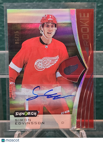 2023-24 Upper Deck Synergy #RP-SE Simon Edvinsson Rookie Portraits Red Auto #/25