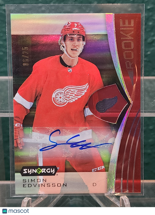 2023-24 Upper Deck Synergy #RP-SE Simon Edvinsson Rookie Portraits Red Auto #/25