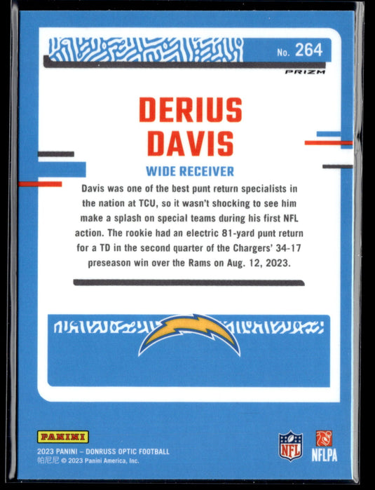 2023 Donruss Optic #264 Derius Davis Blue Hyper