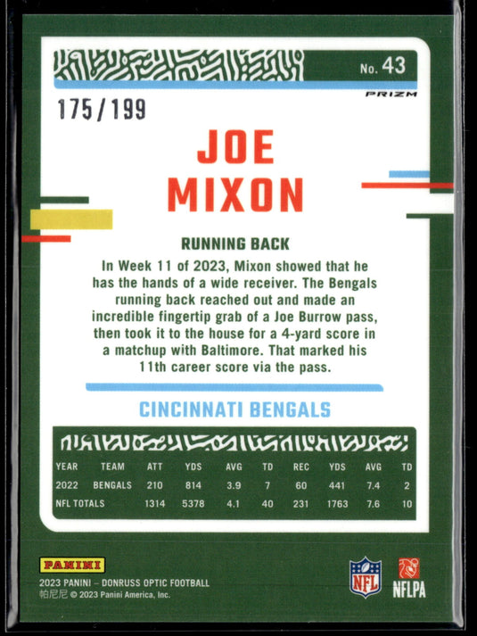 2023 Donruss Optic #43 Joe Mixon Blue #/199