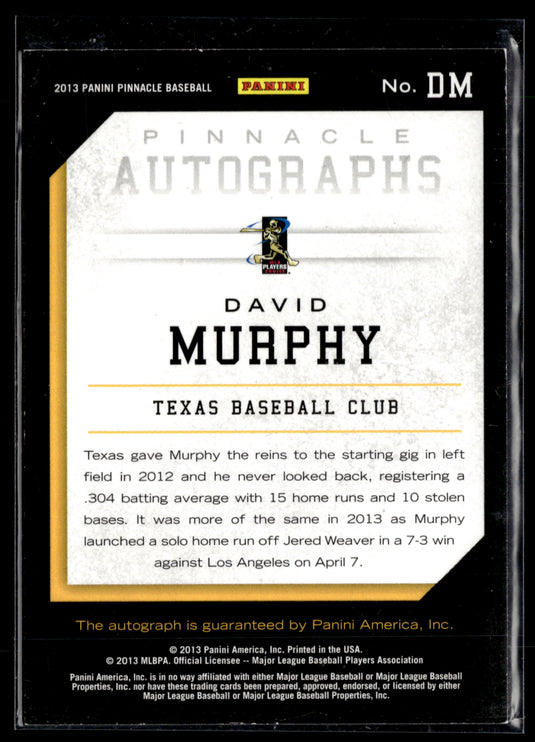 2013 Pinnacle #CM David Murphy Rookie Autographs