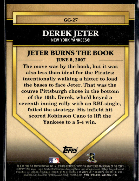 2012 Topps #GG-27 Derek Jeter Golden Greats