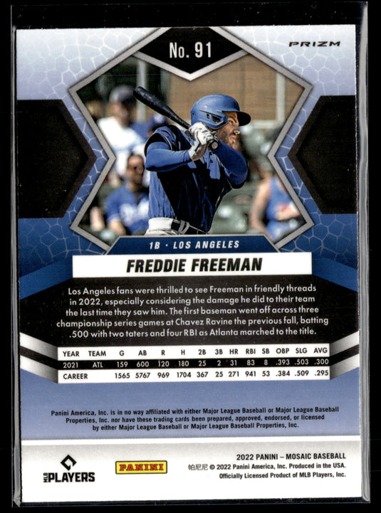 2022 Panini Mosaic #91 Freddie Freeman Blue Camo Mosaic