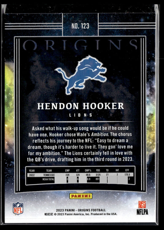 2023 Panini Origins #123 Hendon Hooker Holo Orange #/149