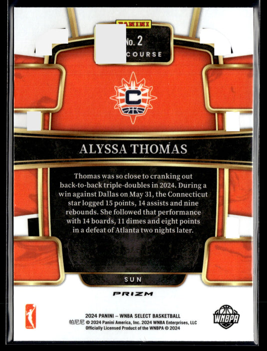 2024 Panini Select WNBA #2 Alyssa Thomas Silver Flash Prizms