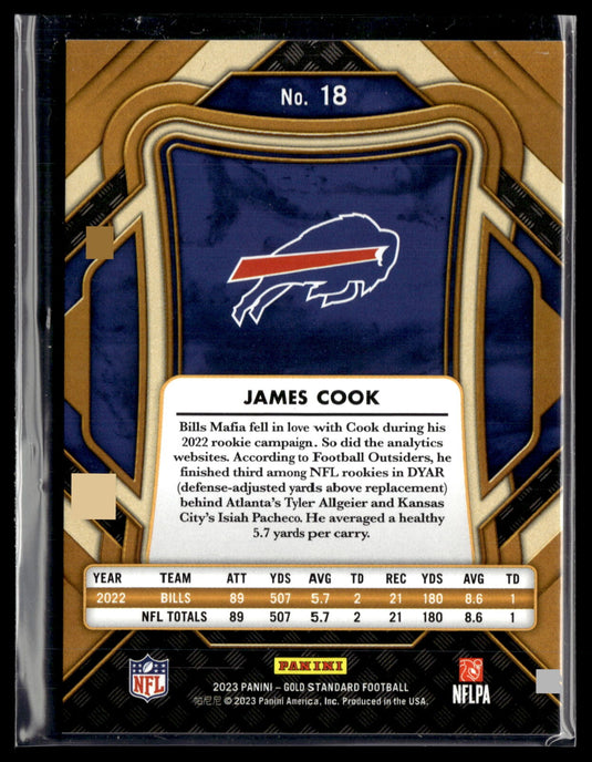 2023 Panini Gold Standard #18 James Cook Platinum #/75