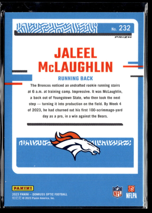 2023 Donruss Optic #232 Jaleel McLaughlin Pink